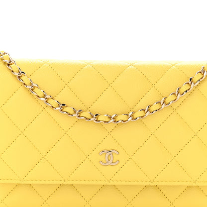 Chanel Caviar Quilted Wallet on Chain WOC Yellow 9 of 13