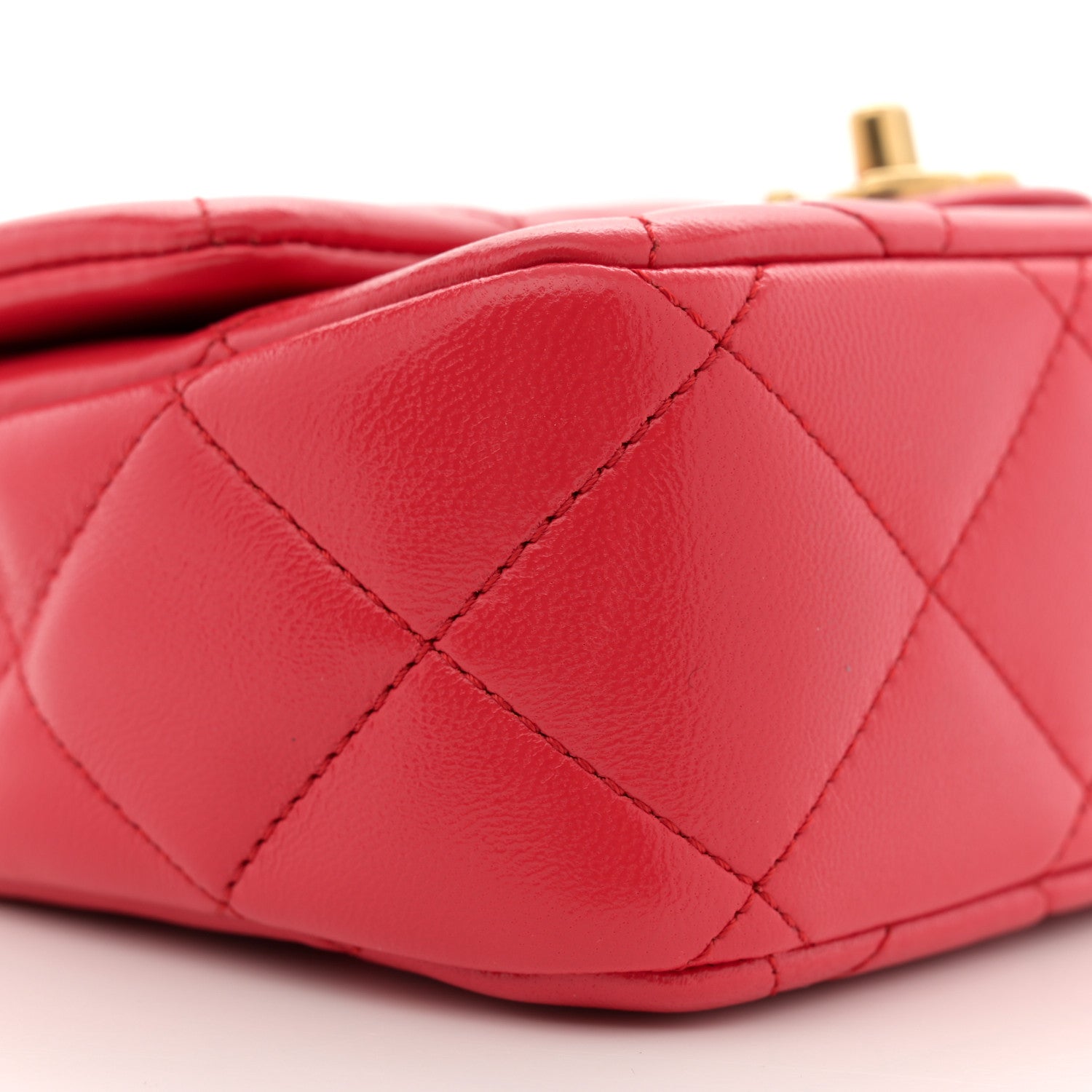 Chanel Shiny Lambskin Quilted Sweetheart Mini Flap Red 9 of 10