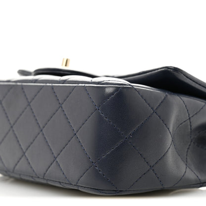 Chanel Lambskin Quilted Mini Rectangular Flap Dark Navy Blue 10 of 13