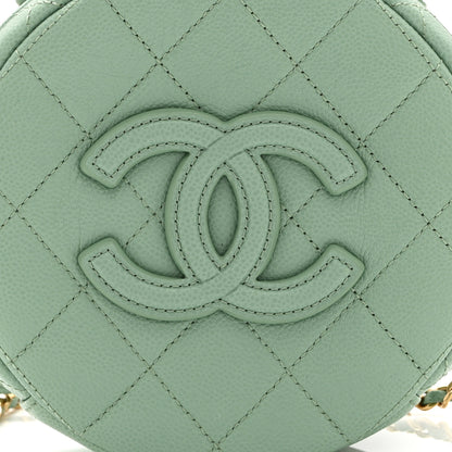 Chanel Caviar Quilted Small Round Vanity With Chain Light Green 8 of 11
