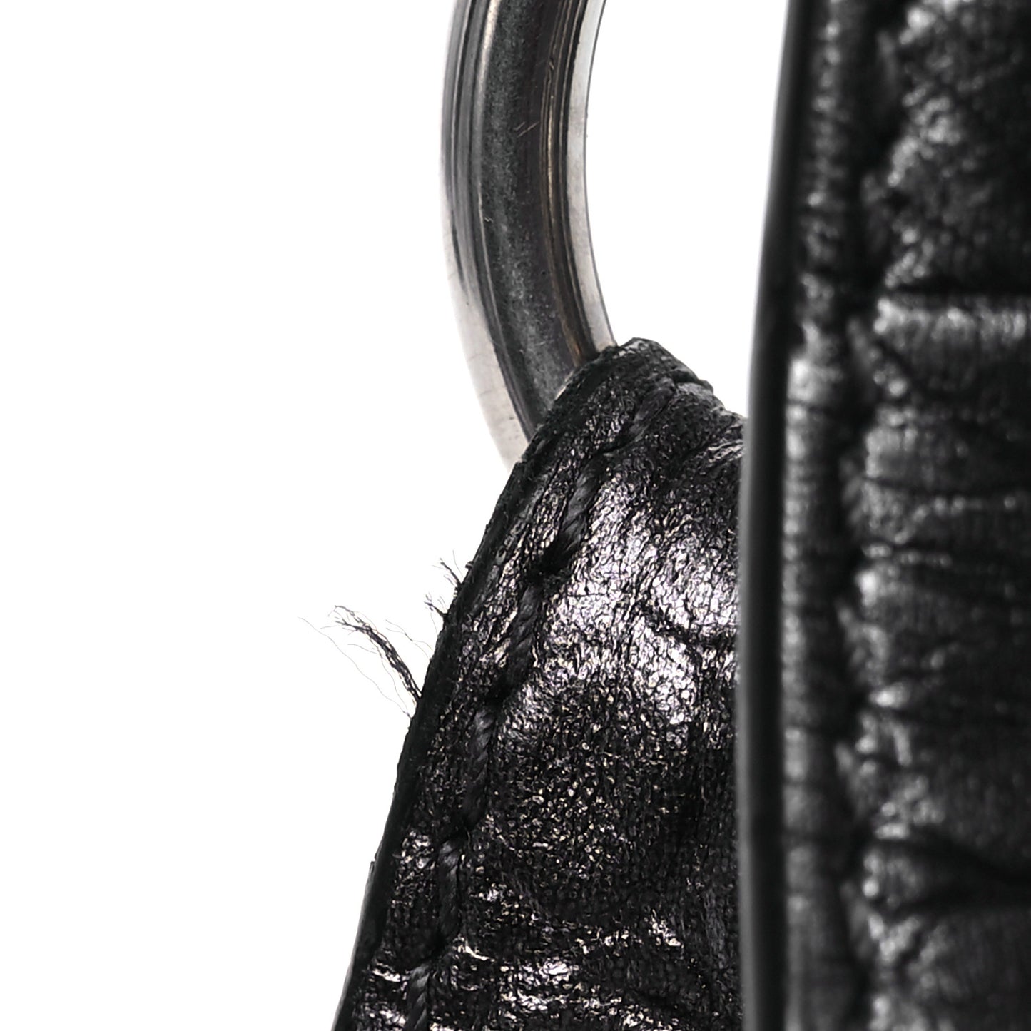Metallic Calfskin Crocodile Embossed Crystal Small Le Cagole Shoulder Bag Gunmetal