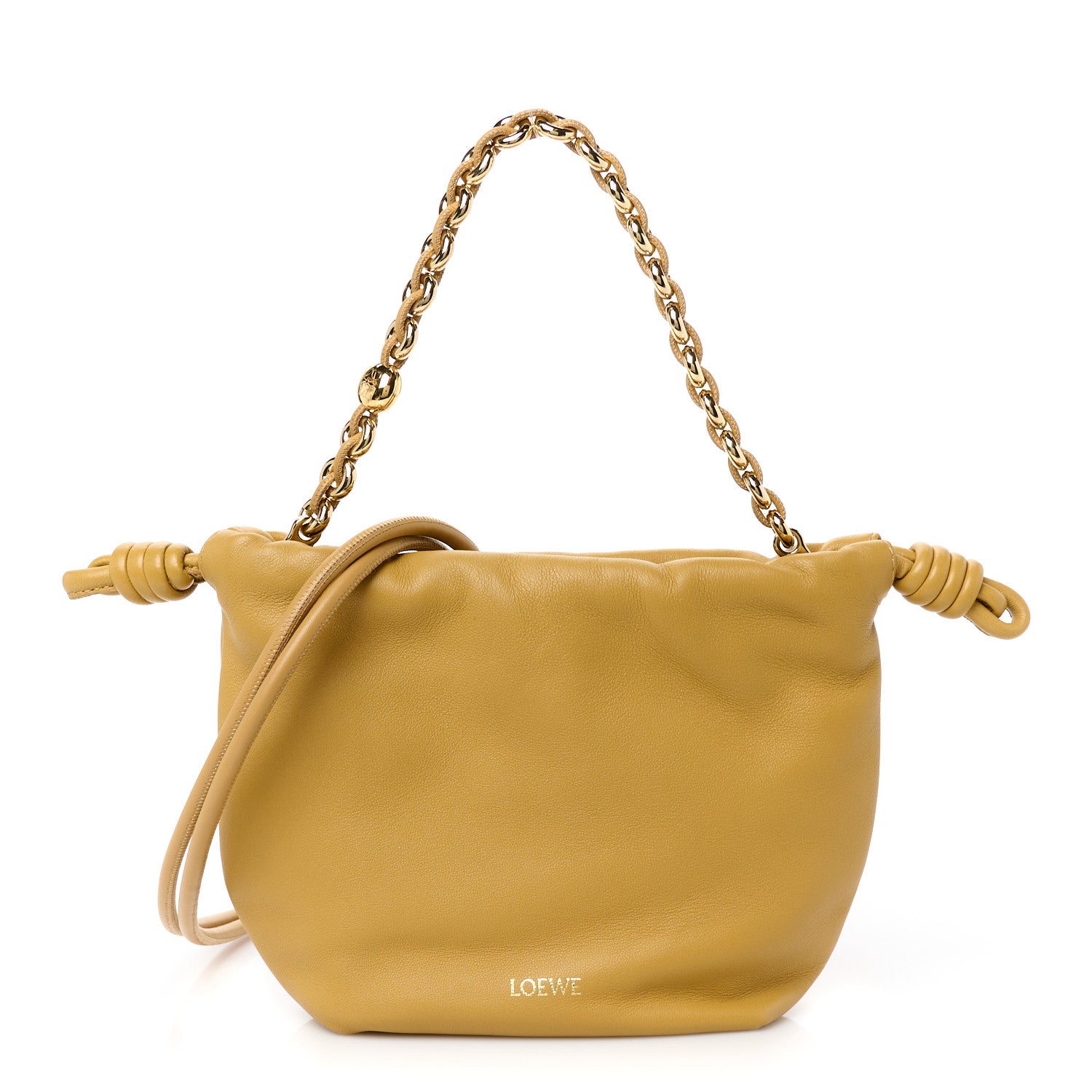 Loewe Mellow Nappa Donut Chain Mini Flamenco Knot Clutch Sahara 1 of 10