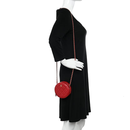 Chanel Caviar Quilted Round Clutch With Chain Red 2 of 12