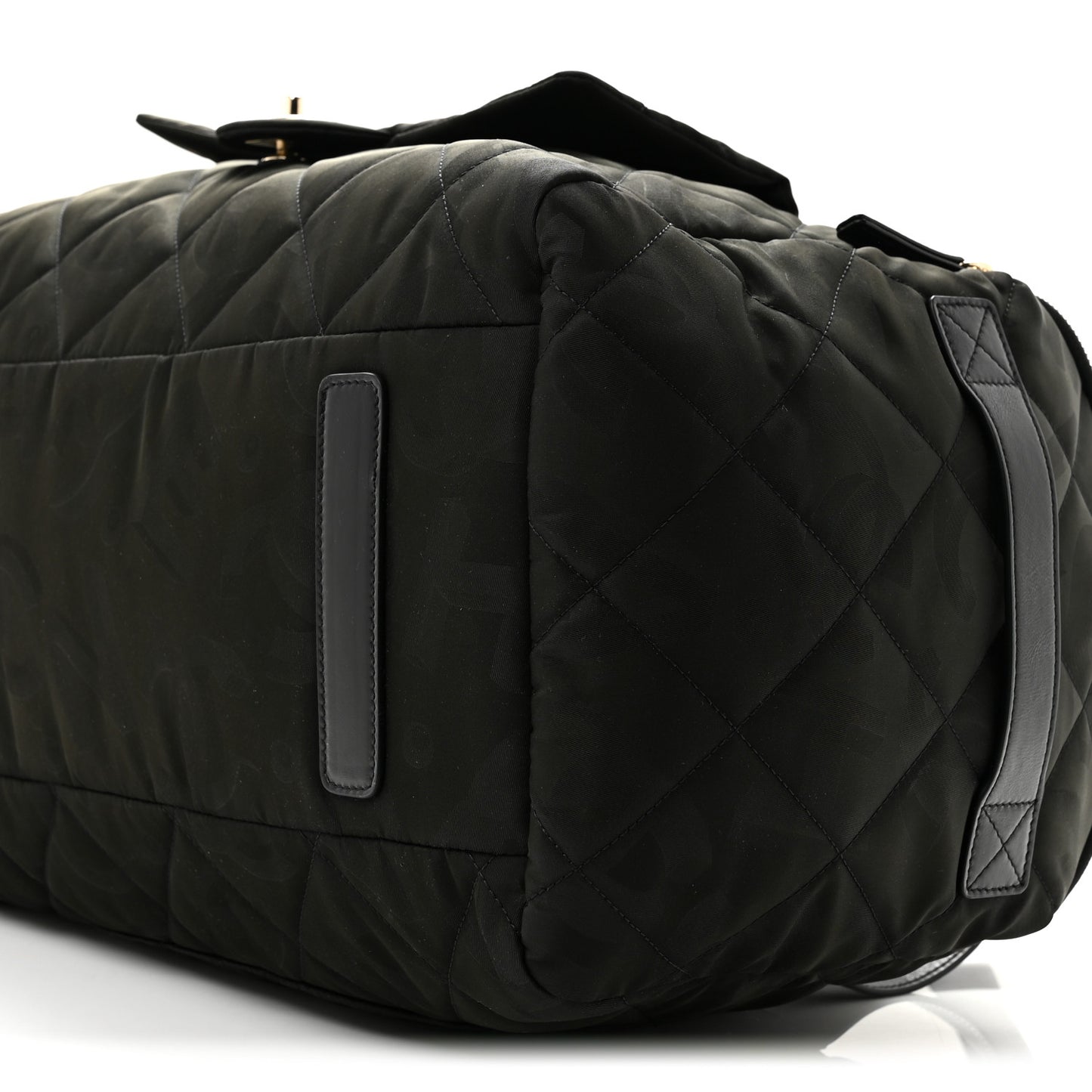 Nylon Calfskin Quilted Coco Neige Printed Convertible Duffle Backpack Black