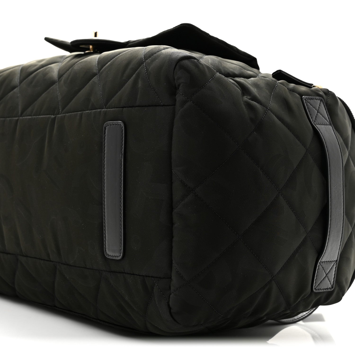 Chanel Nylon Calfskin Quilted Coco Neige Printed Convertible Duffle Backpack Black 9 of 9