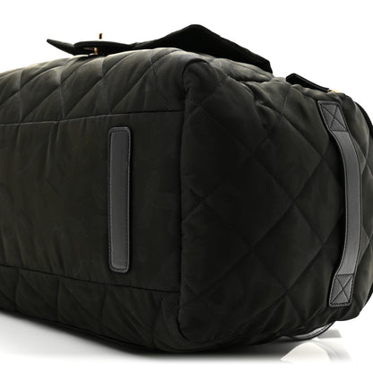 Chanel Nylon Calfskin Quilted Coco Neige Printed Convertible Duffle Backpack Black 9 of 9