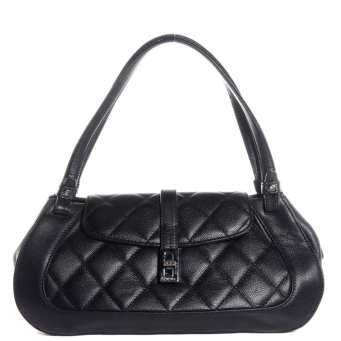 Caviar Quilted Mademoiselle Flap Bag Black
