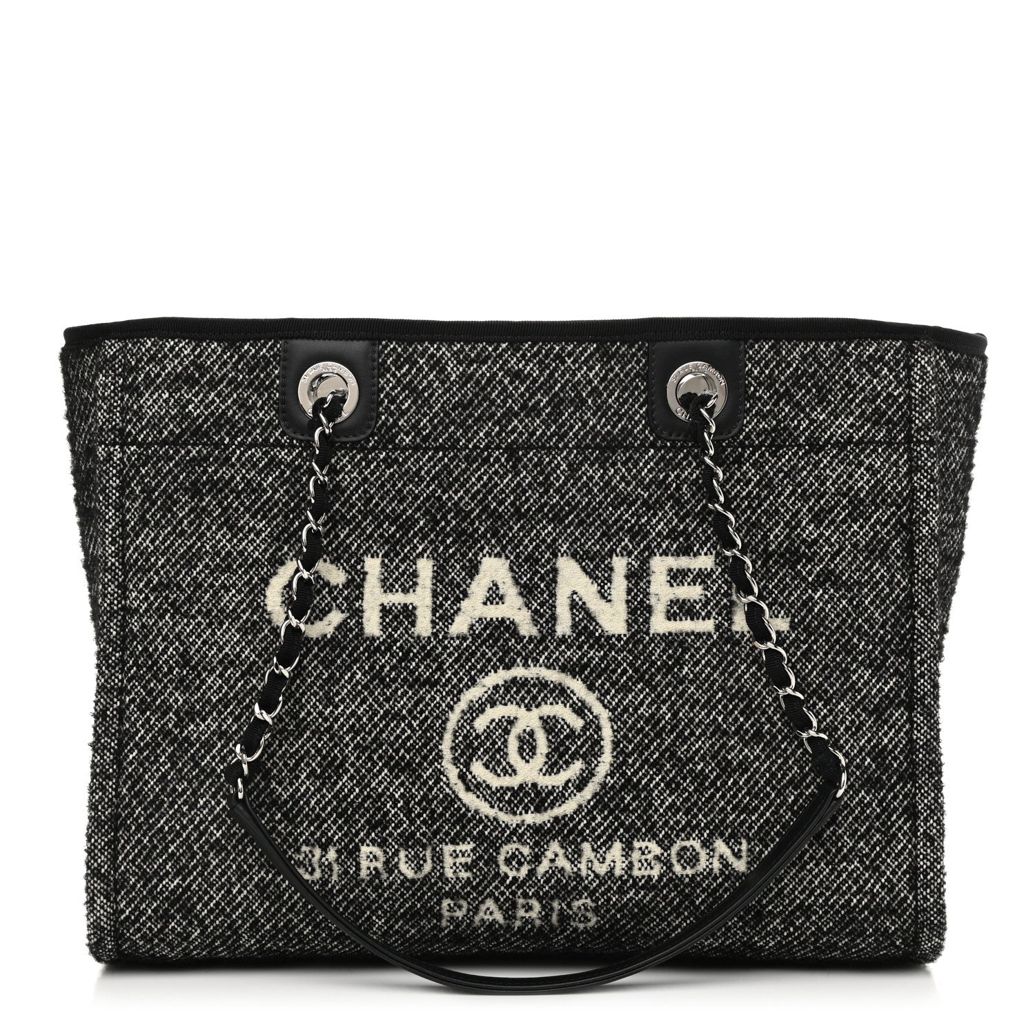 Chanel Mixed Fibers Calfskin Small Deauville Tote Black 1 of 10