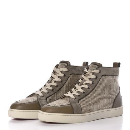 Christian Louboutin Cotton Rafia Calfskin Veau Velours Mens Rantus Flat Sneakers 41.5 Beige 2 of 7