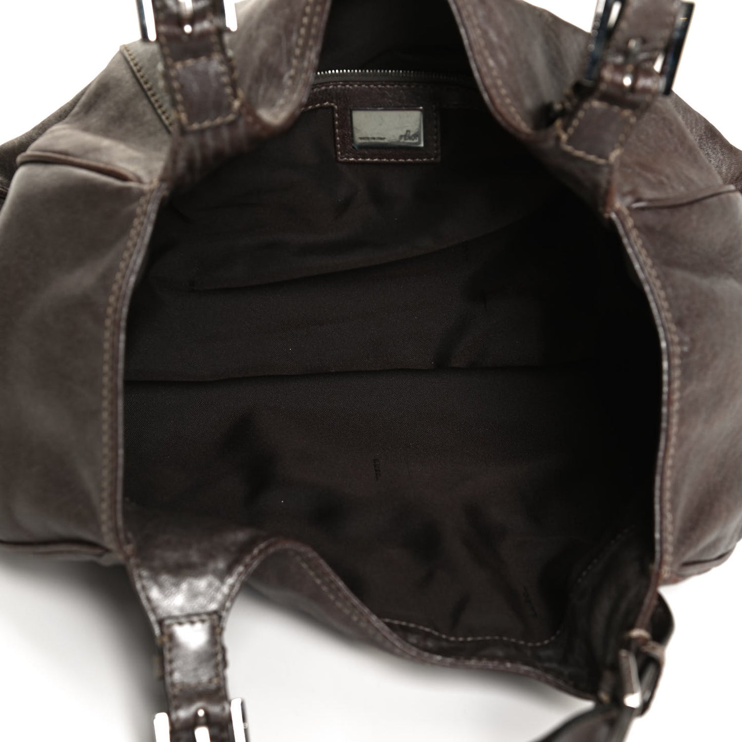 Metallic Calfskin Shoulder Bag Brown