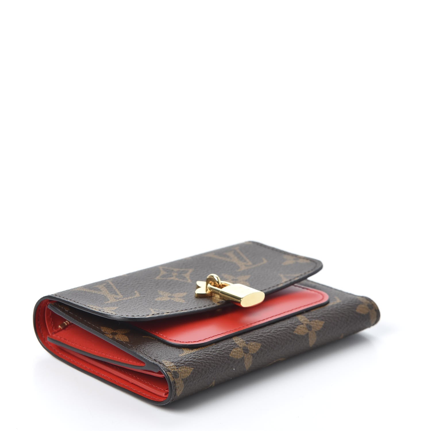 Louis Vuitton Monogram Flower Lock Compact Wallet Coquelicot 3 of 8