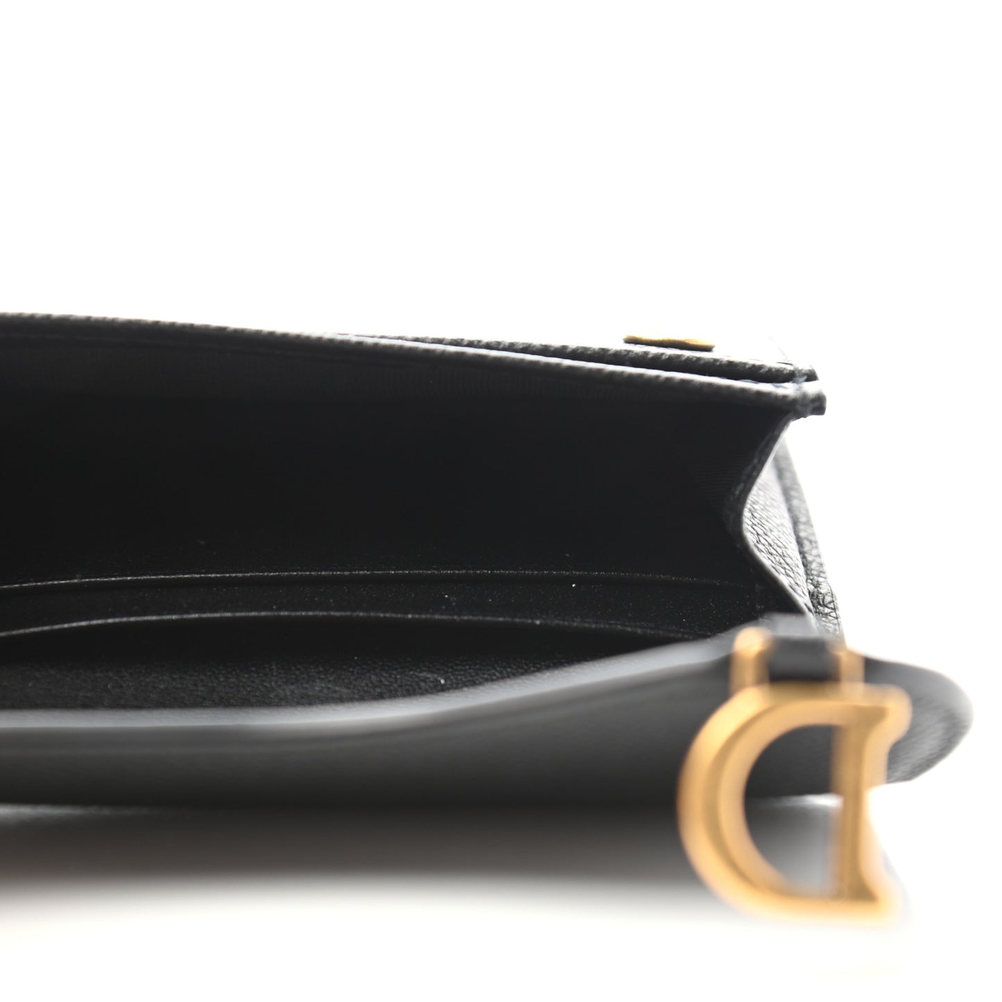 Grained Calfskin Saddle Card Holder Black