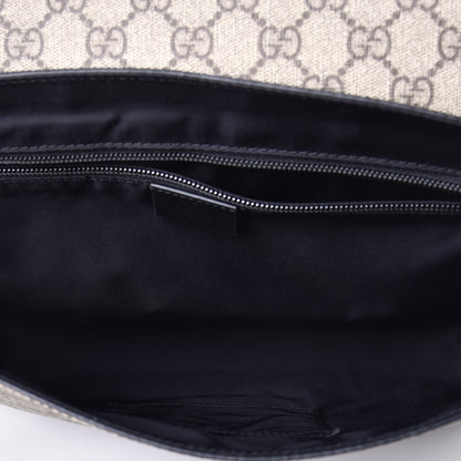 Gucci GG Supreme Monogram Web Flap Messenger Bag Black 5 of 8