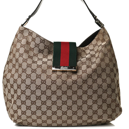 Gucci Monogram Large New Ladies Web Hobo Dark Brown 9 of 16