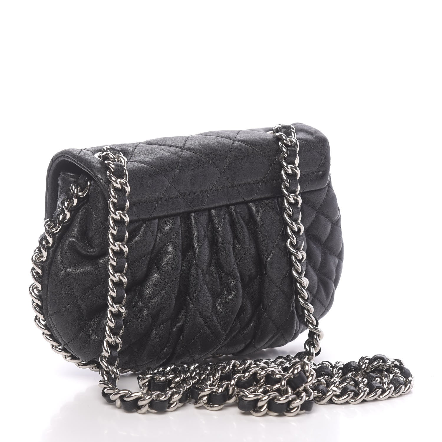 Chanel Washed Lambskin Quilted Mini Chain Around Messenger Black 3 of 10