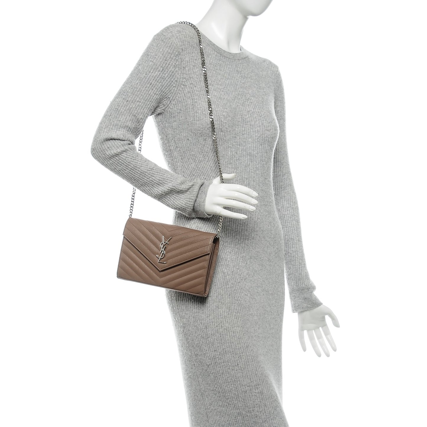 Grain De Poudre Matelasse Chevron Monogram Chain Wallet Fard