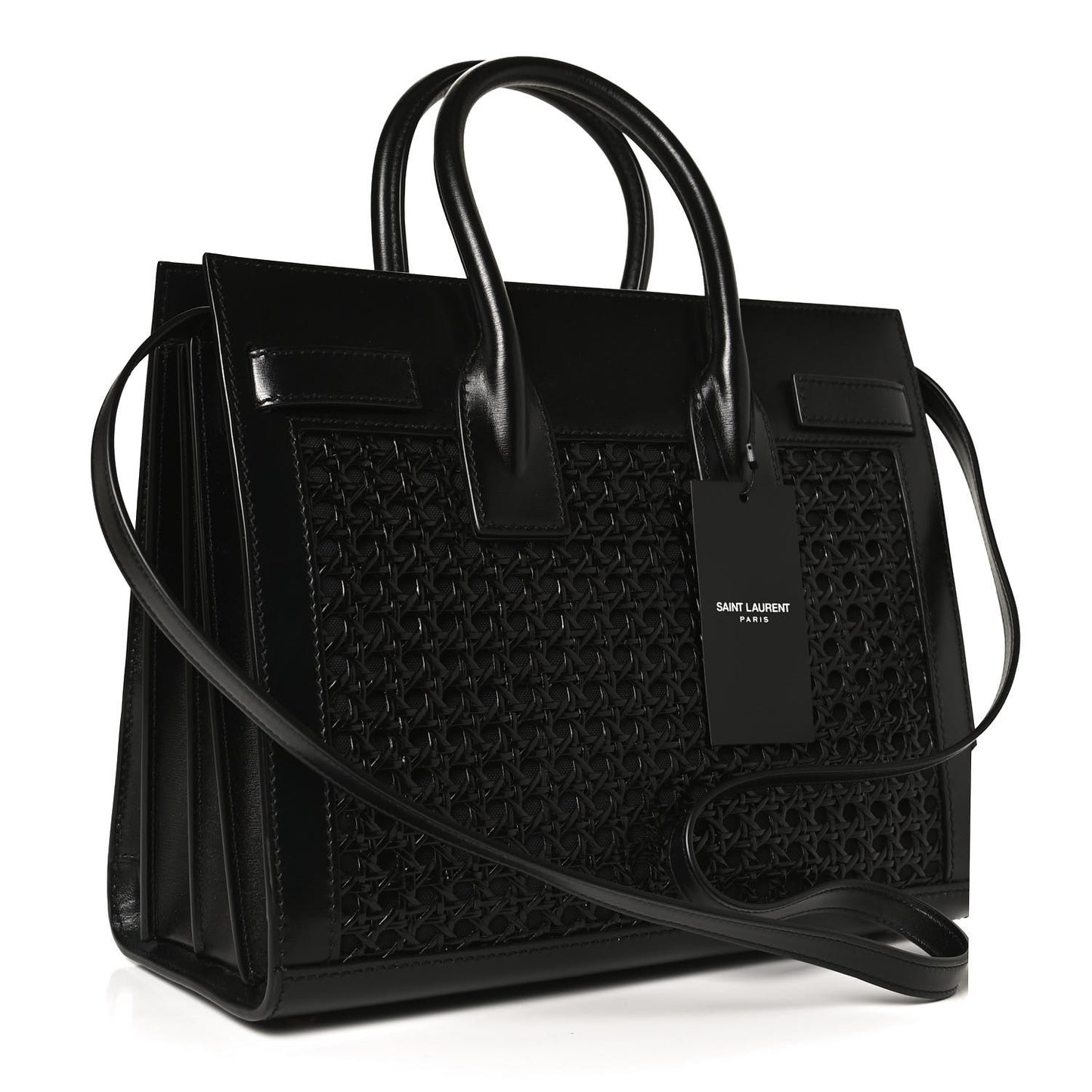 Calfskin Paglia Palm Sac De Jour Black
