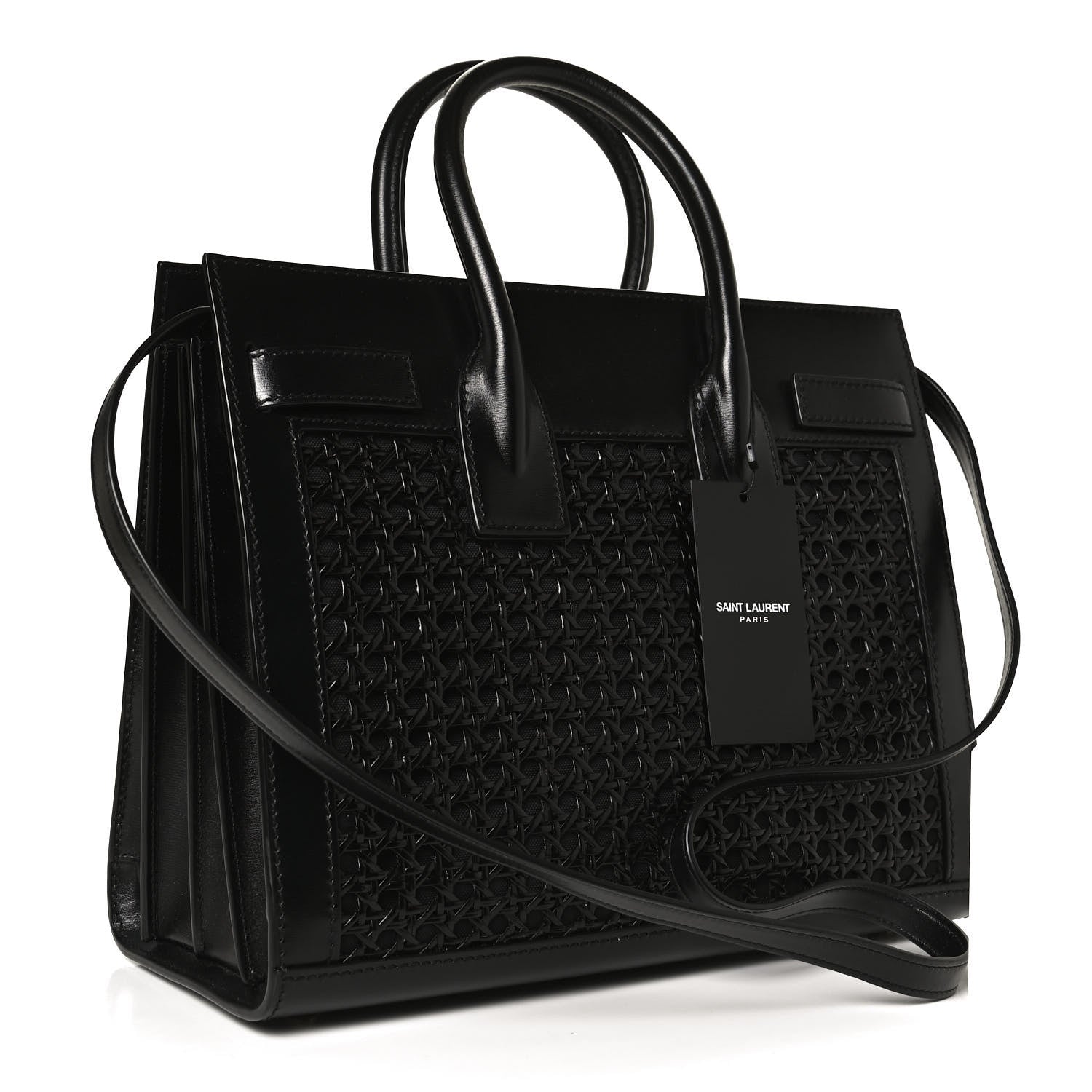 Saint Laurent Calfskin Paglia Palm Sac De Jour Black 2 of 9