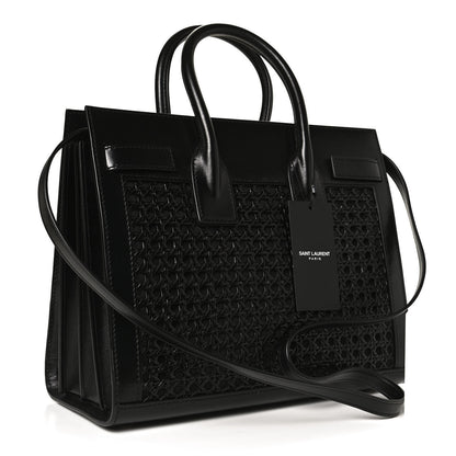 Saint Laurent Calfskin Paglia Palm Sac De Jour Black 2 of 9