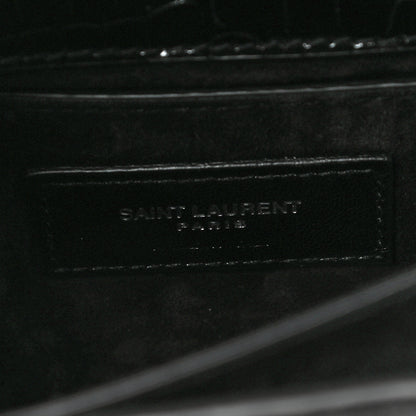 Saint Laurent Calfskin Crocodile Embossed Medium Monogram Sunset Black 6 of 11