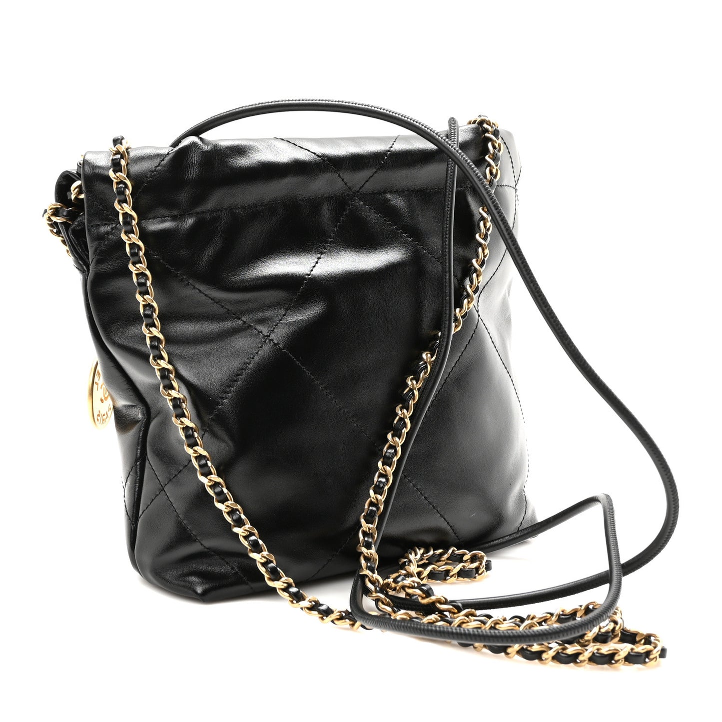 Shiny Calfskin Quilted Mini Chanel 22 Black