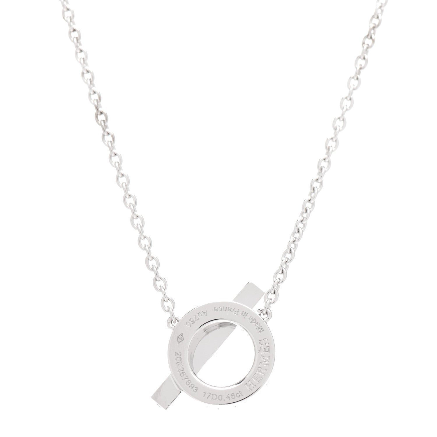 Hermes 18K White Gold Diamond Finesse Pendant Necklace 5 of 6