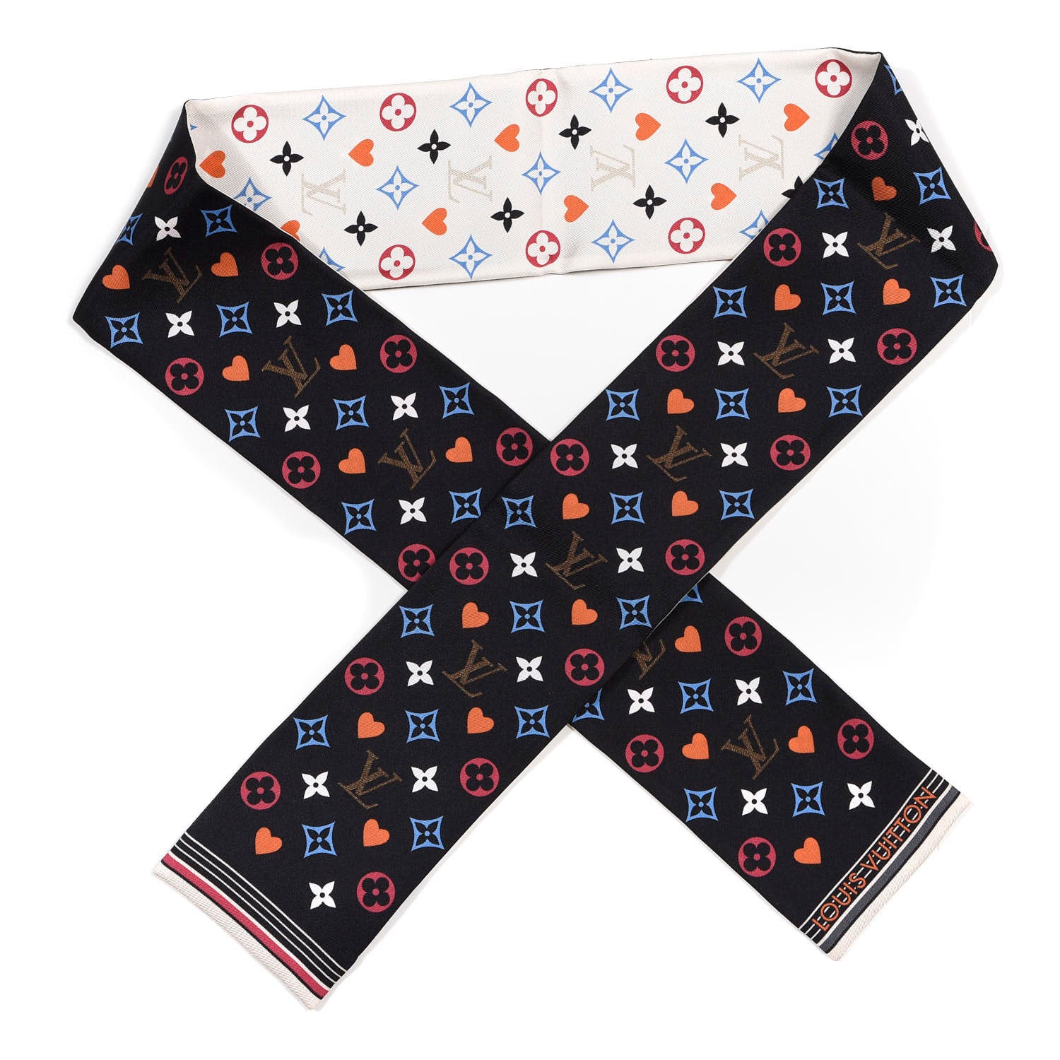 Louis Vuitton Silk Game On Bandeau Black White 1 of 3