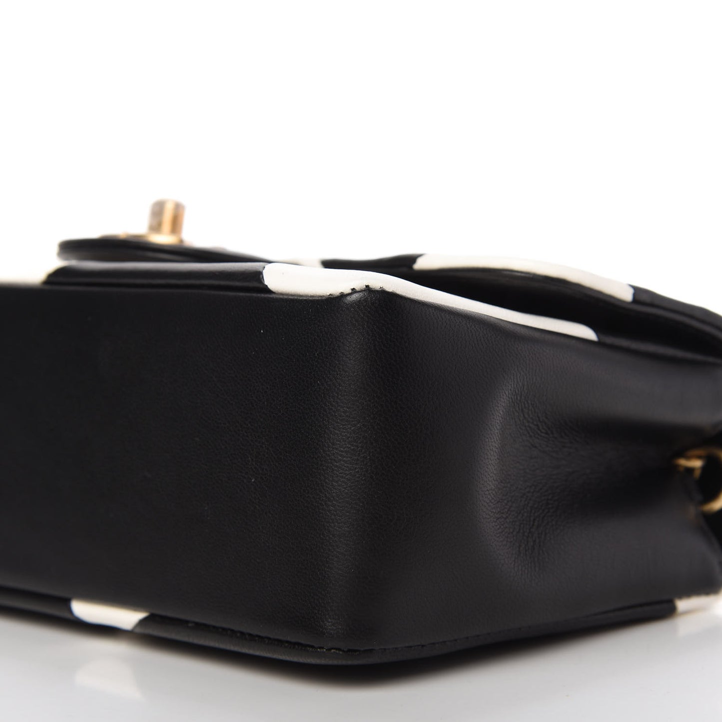 Lambskin Geometric Patchwork Mini Flap Black White