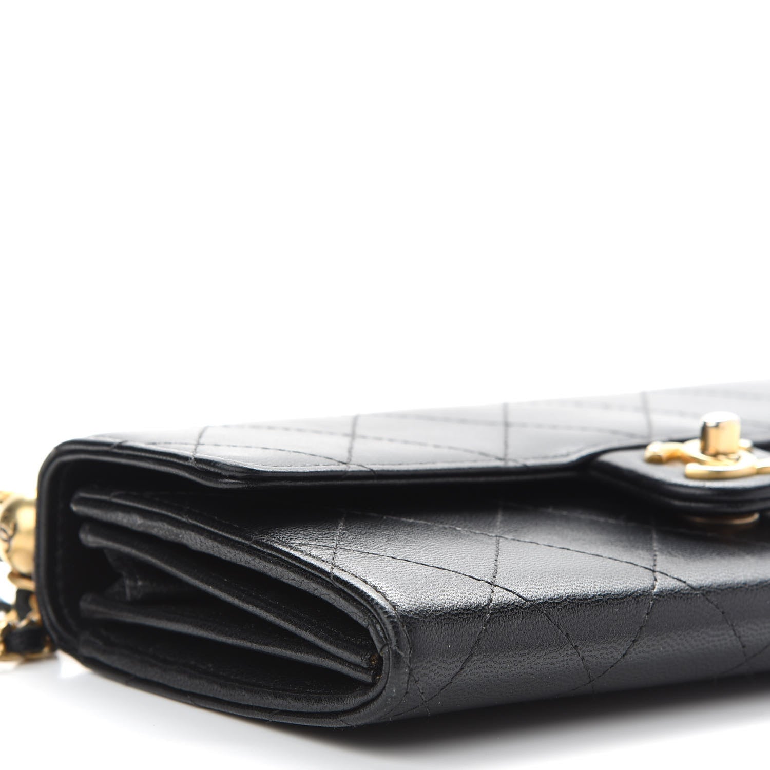 Chanel Goatskin Quilted Chic Pearls Clutch With Chain Black 9 of 10