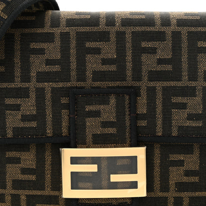 Fendi Fabric Jacquard FF 1974 Medium Baguette Tobacco Moro Black 8 of 11