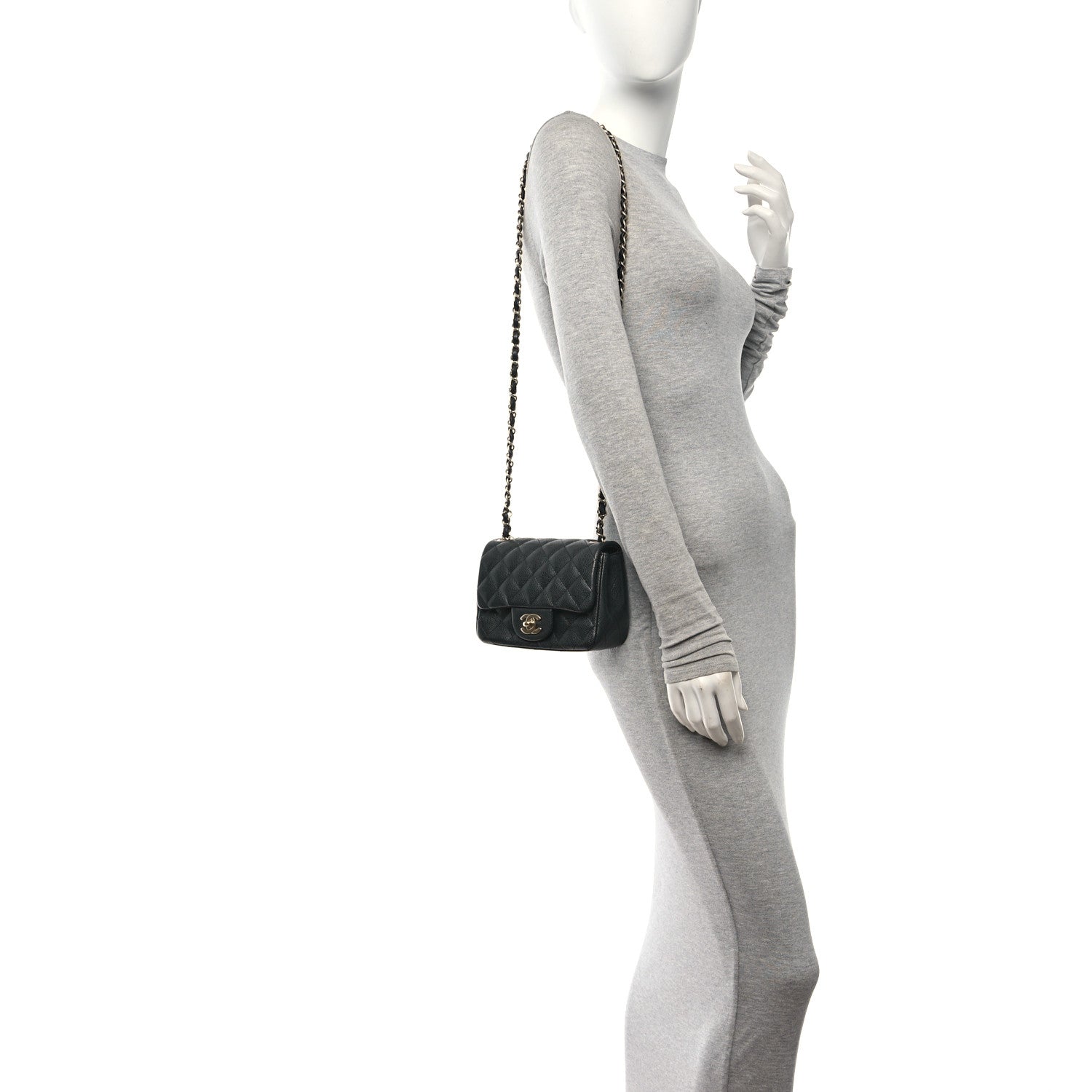 Chanel Caviar Quilted Mini Square Flap Dark Grey 2 of 10