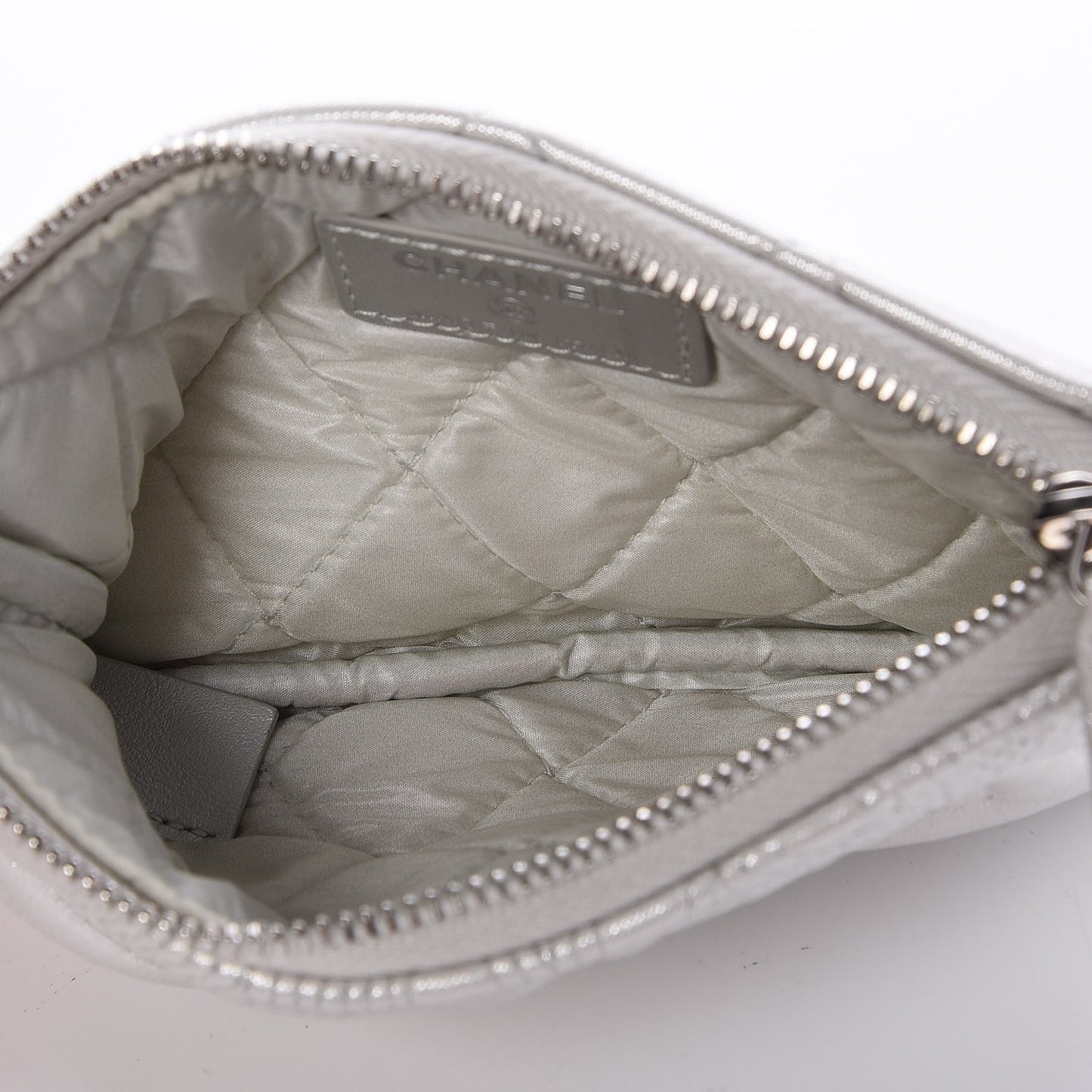 Metallic Lambskin Star Embossed Coin Purse Case Silver