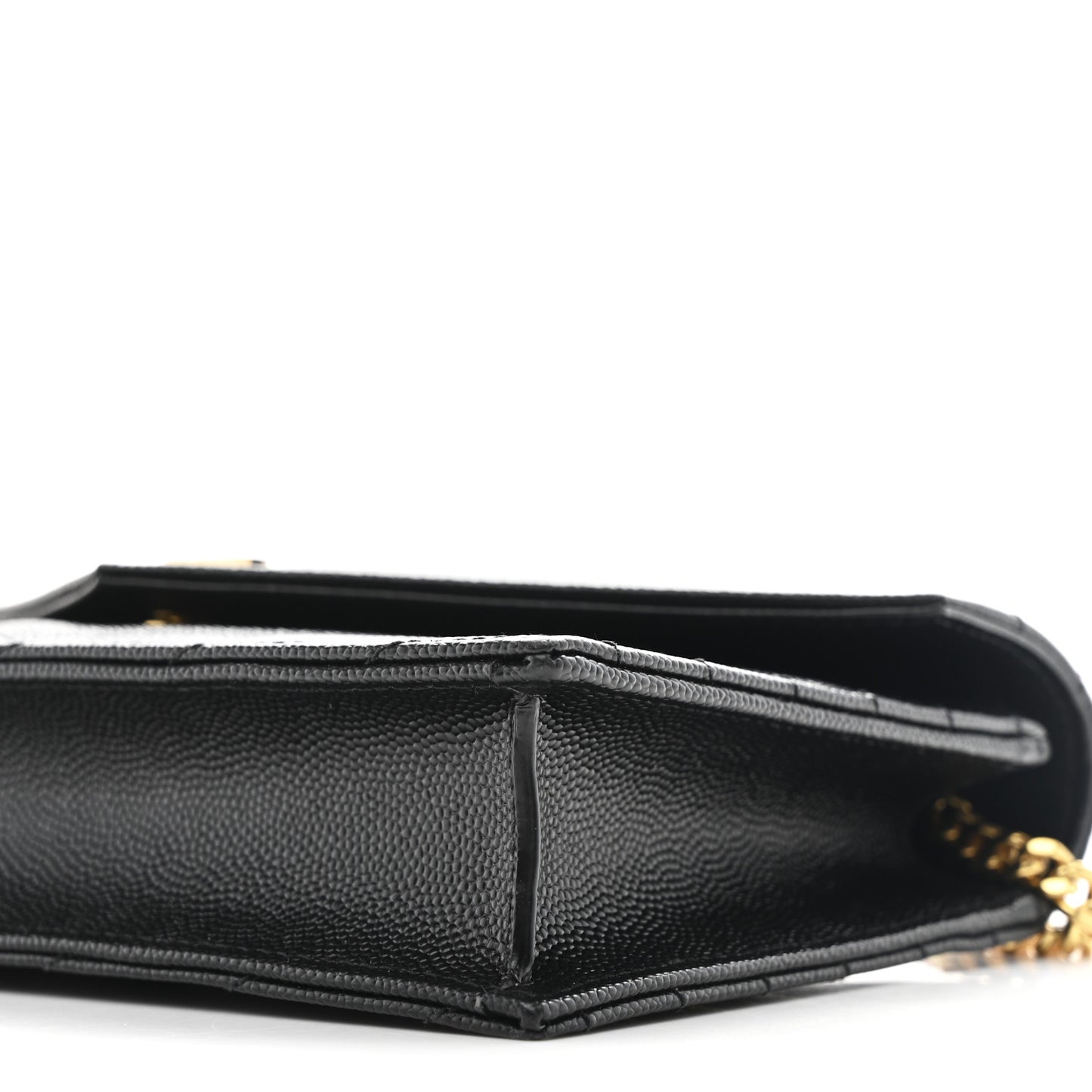 Grain De Poudre Matelasse Chevron Monogram Envelope Chain Wallet Black