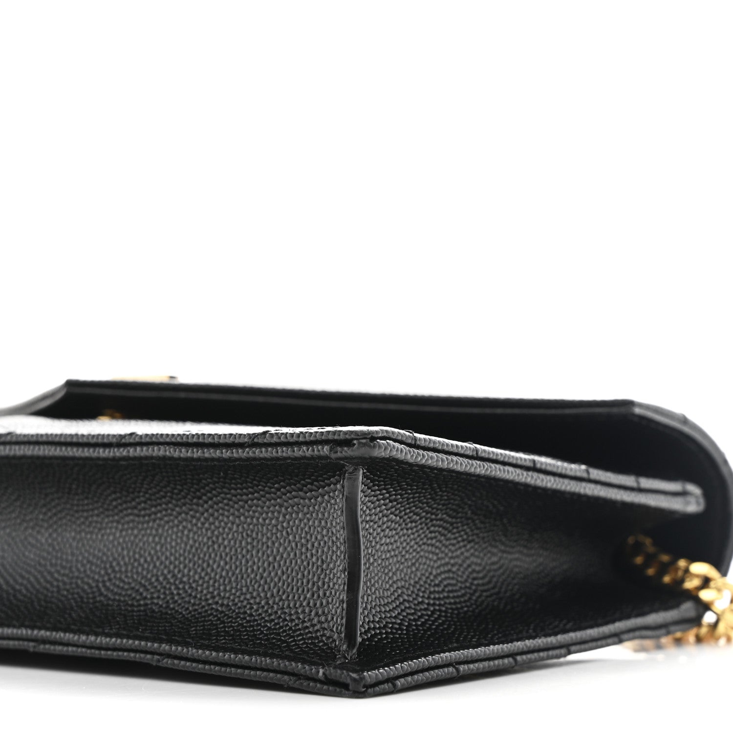 Saint Laurent Grain De Poudre Matelasse Chevron Monogram Envelope Chain Wallet Black 10 of 10