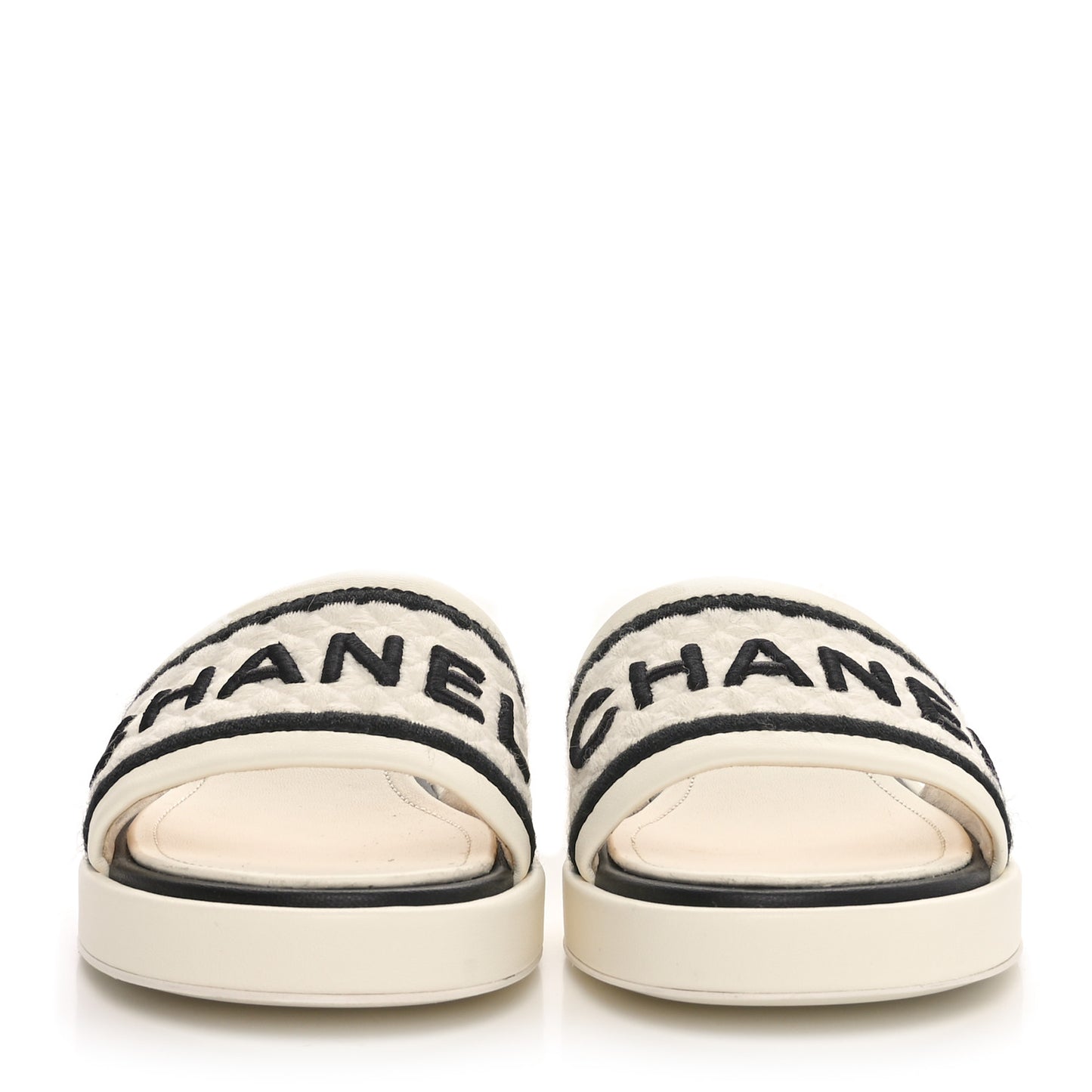 Lambskin Embroidered Logo Mules 36 Ivory Black