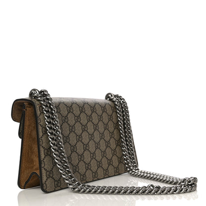 Gucci GG Supreme Monogram Suede Crystal Small Dionysus Shoulder Bag Beige Ebony Taupe 3 of 14