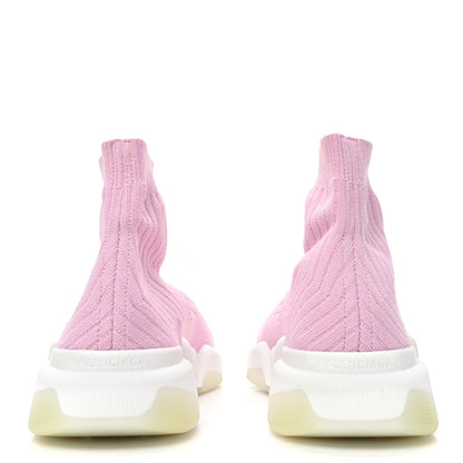 Balenciaga Ribbed Knit Womens Speed 2.0 Transparent Sole Sneakers 39 Pink White 4 of 9