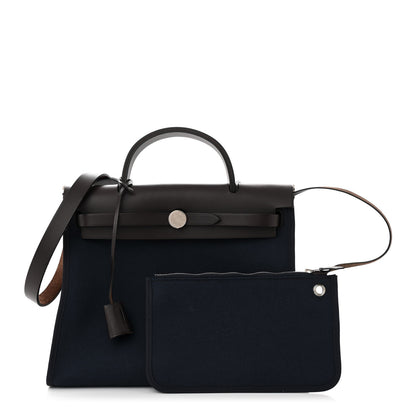 Hermes Toile Vache Hunter Herbag Zip PM Bleu Marine Ebene 3 of 12