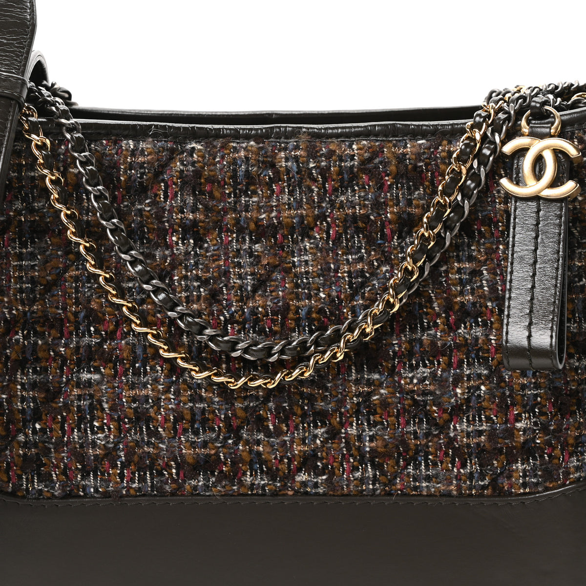 Chanel Tweed Calfskin Medium Gabrielle Hobo Brown 8 of 10