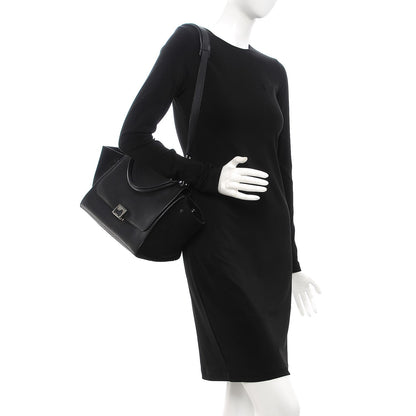 Celine Drummed Calfskin Suede Small Trapeze Black 2 of 8