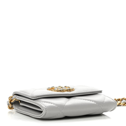 Chanel Lambskin Quilted Chanel 19 Flap Coin Purse With Chain Grey 4 of 12