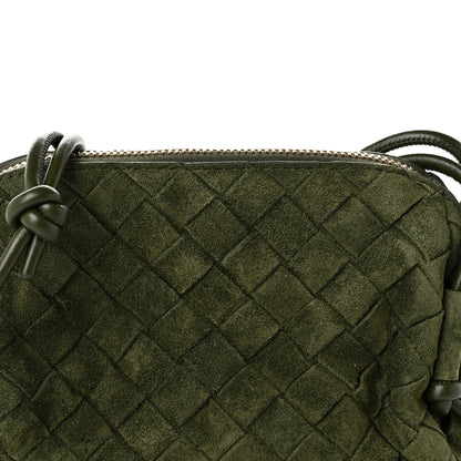 Bottega Veneta Suede Intrecciato Concert Pouch Green Tweed 8 of 10