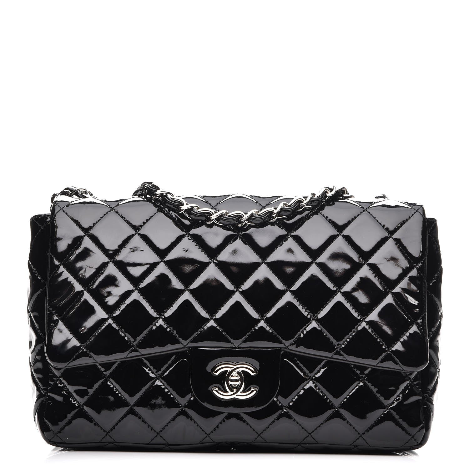 Chanel Patent Quilted Jumbo Single Flap Black 1 of 8