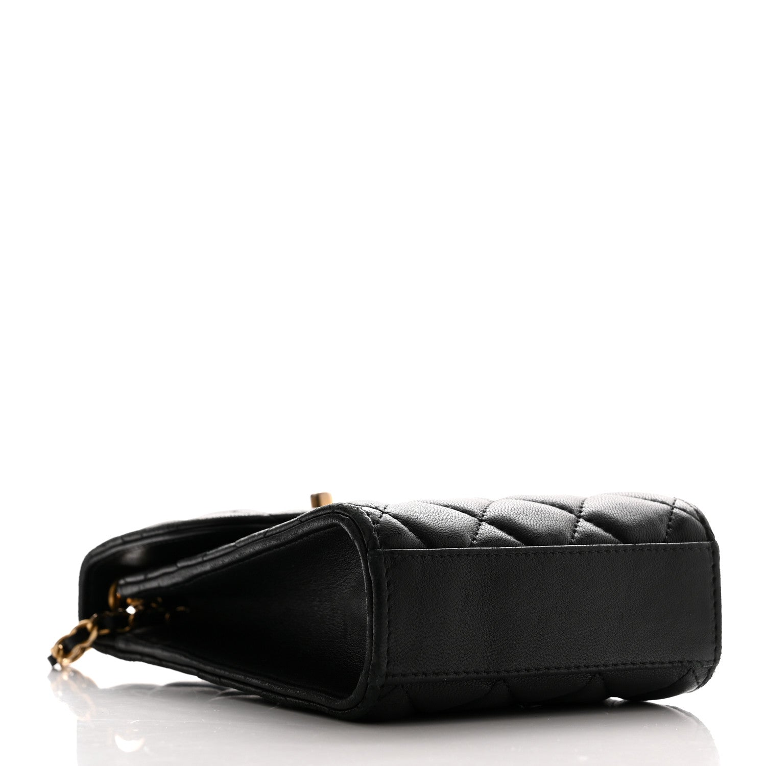 Chanel Lambskin Quilted Pearl Crush Phone Holder With Chain Black 4 of 11