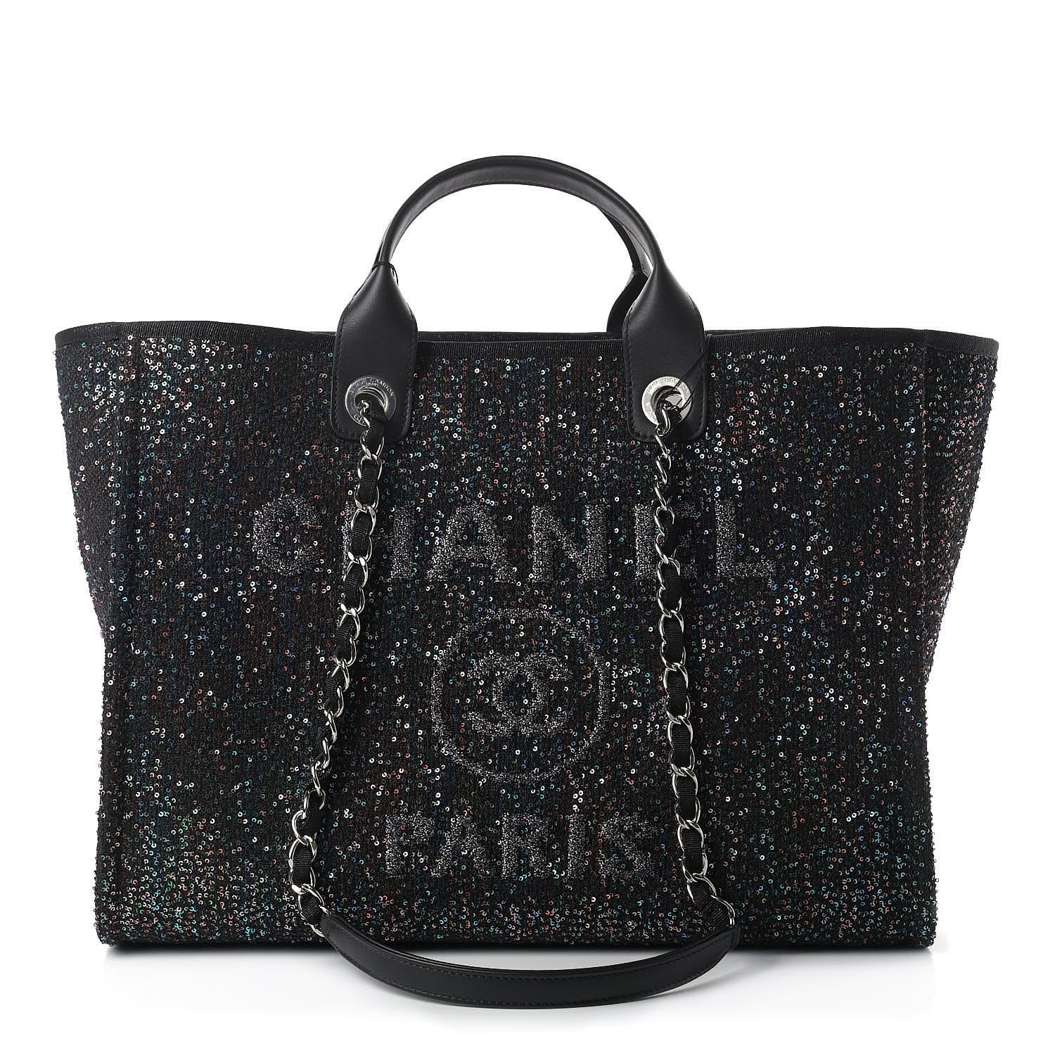 Chanel Calfskin Sequin Medium Deauville Tote Black 1 of 9