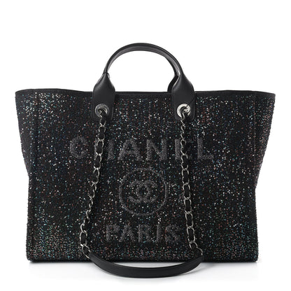 Chanel Calfskin Sequin Medium Deauville Tote Black 1 of 9