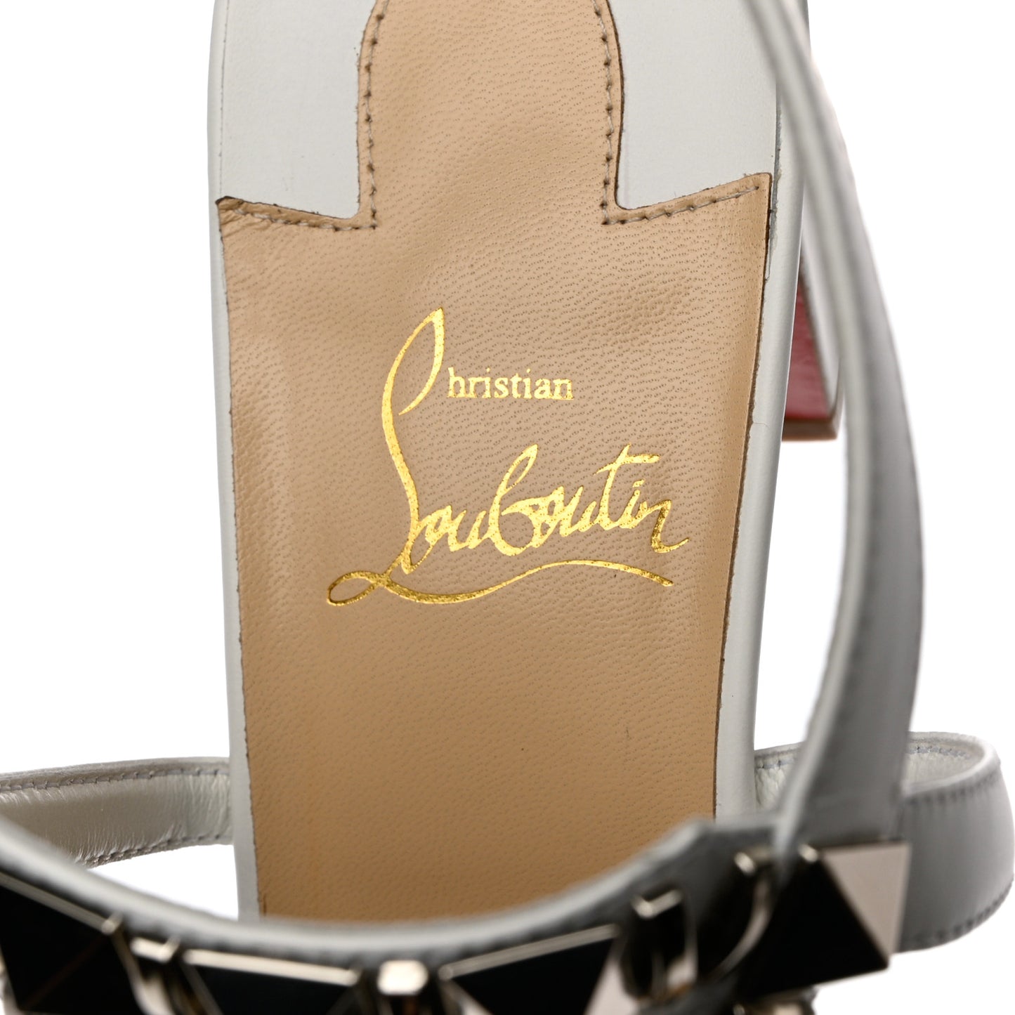 Calfskin Studded Galerietta 55 Sandals 40.5 White