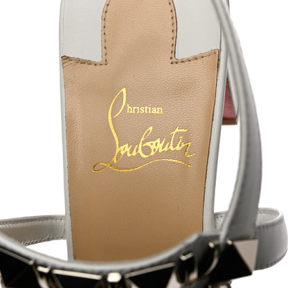 Christian Louboutin Calfskin Studded Galerietta 55 Sandals 40.5 White 7 of 9