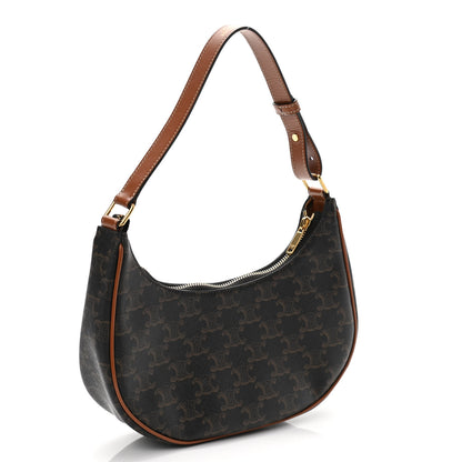 Celine Triomphe Canvas Calfskin Ava Shoulder Bag Tan 3 of 11