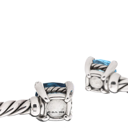 David Yurman Sterling Silver Blue Topaz Hampton Blue Topaz Diamond 4mm Chatelaine Bypass Bracelet 3 of 3